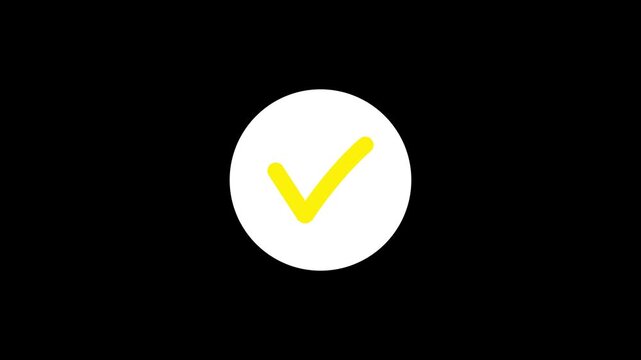 Animated check mark symbol showing success and approval. Clean smooth green tick motion with transparent alpha background. Ideal for UI feedback, app notifications, explainer video overlays and motion