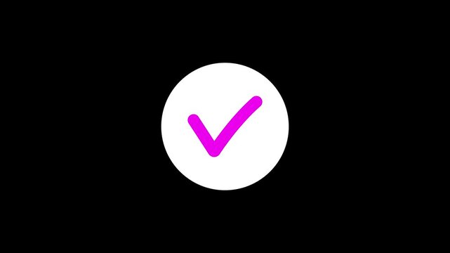 Animated check mark symbol showing success and approval. Clean smooth green tick motion with transparent alpha background. Ideal for UI feedback, app notifications, explainer video overlays and motion