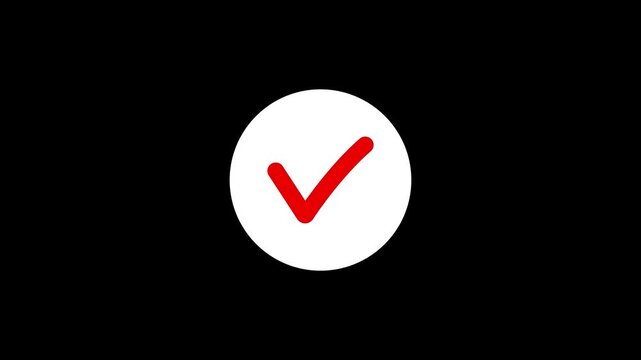 Animated check mark symbol showing success and approval. Clean smooth green tick motion with transparent alpha background. Ideal for UI feedback, app notifications, explainer video overlays and motion