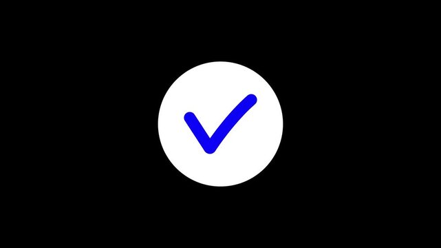 Animated check mark symbol showing success and approval. Clean smooth green tick motion with transparent alpha background. Ideal for UI feedback, app notifications, explainer video overlays and motion