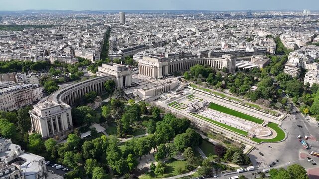 Trocadero Square In Paris France Island France. Aerial View Of Europe City Of Paris Capital Of France. District Skyline. Cities Of The World Landscape. Paris France Island.