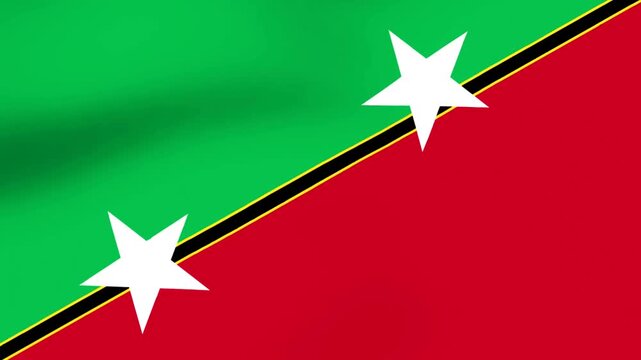 Waving flag of Saint Kitts and Nevis with green red and white star design