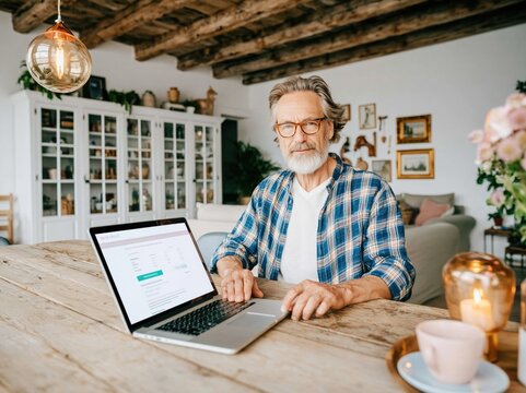 Businessman Ordering Products on Laptop in Focused Environment