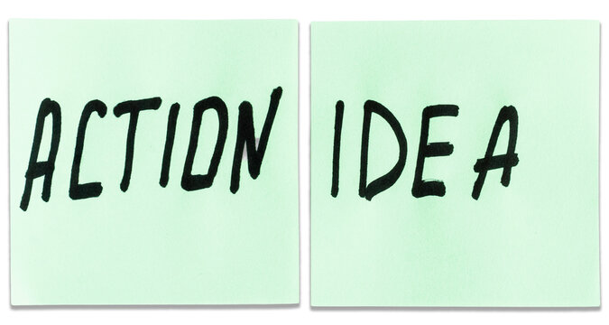 Action and Idea Handwritten Sticky Notes Creative Execution Concept Transparent PNG