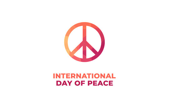 Gradient peace symbol icon, International Day of Peace text, modern minimal rainbow logo for unity and nonviolence awareness isolated PNG with Transparent Background