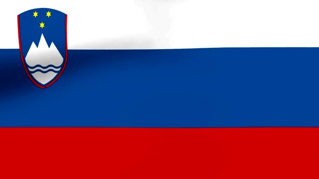 Waving flag of Slovenia with official colors and coat of arms design