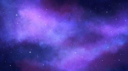 Fototapeta premium Celestial Midnight Sky | Purple Background with Glowing Stars and Galaxy -starry sky blue space background