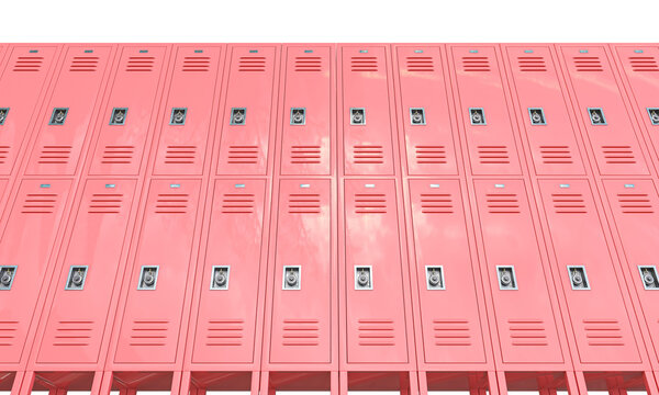 Pink metal lockers school environment 3d