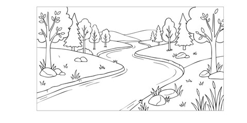 Fototapeta premium Garden Flowers and Watering Can Coloring Page