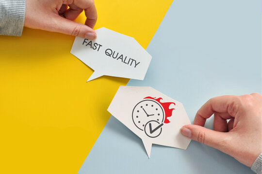 Fast Service and Quality Concept with Time and Performance Symbols