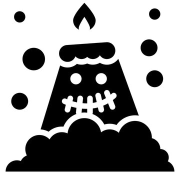 devil candle ghost trick halloween night solid glyph icon