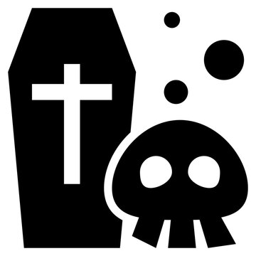 grave tomb cemetery skull halloween night solid glyph icon