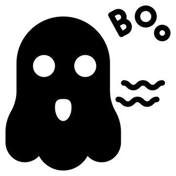 ghost cute halloween night solid glyph icon