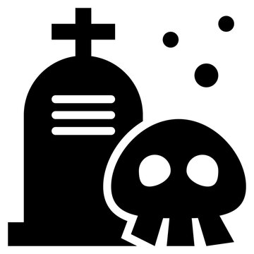 grave tomb cemetery skull ghost trick halloween solid glyph icon