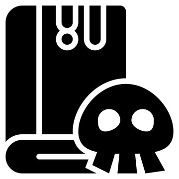 devil book blood skull halloween night solid glyph icon