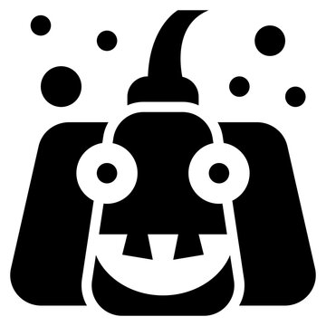 pumpkin ghost trick halloween night solid glyph icon