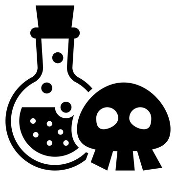 skull jar test tube poison potion halloween solid glyph icon