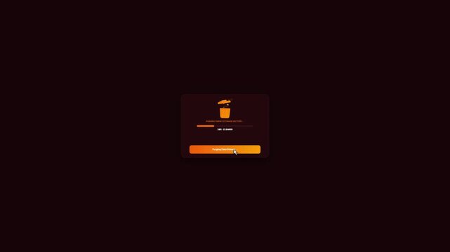Data Shredding Interface Popup Animation with Trash Can Icon and Progress Bar for Cybersecurity UI Design