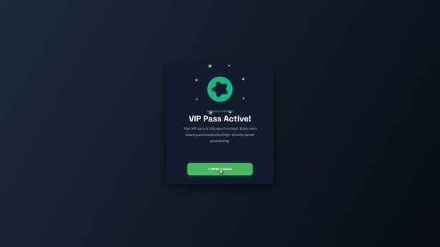 VIP Pass Activation Star Badge Membership Card Motion Graphics UI