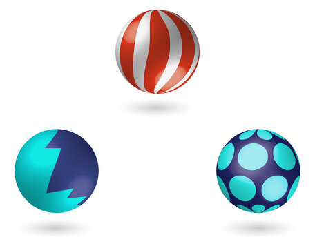Vibrant 3D spheres for design and decoration on transparent background