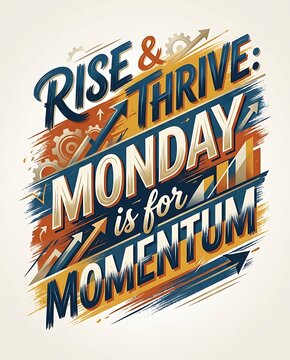 Motivational monday quote featuring rise and thrive text