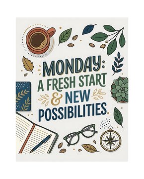 Monday fresh start and new possibilities motivational graphic