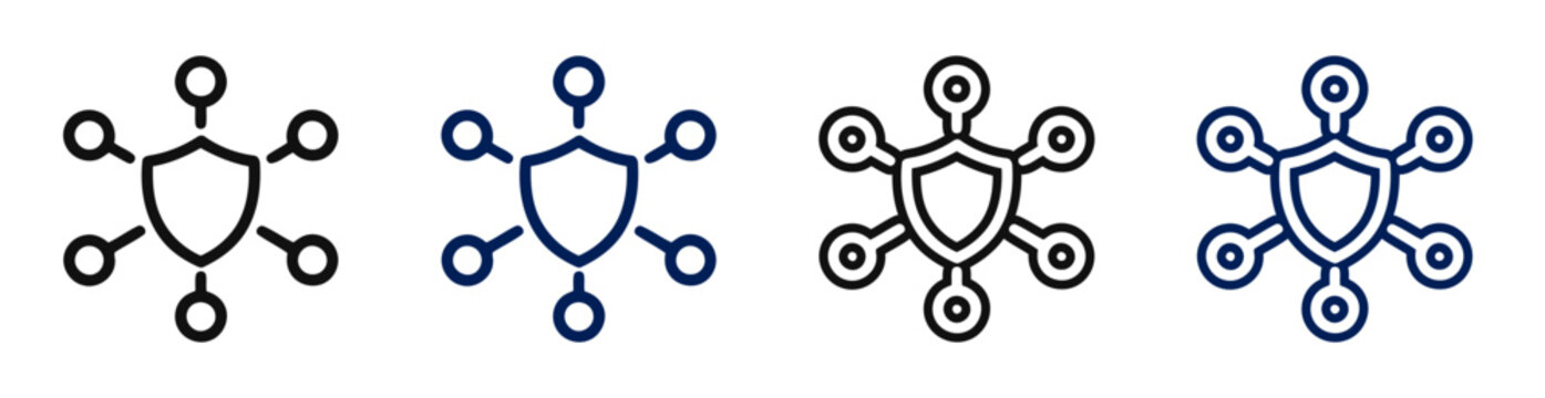 A collection of four different geometric line art designs showcasing interconnected circles and various abstract forms and shapes