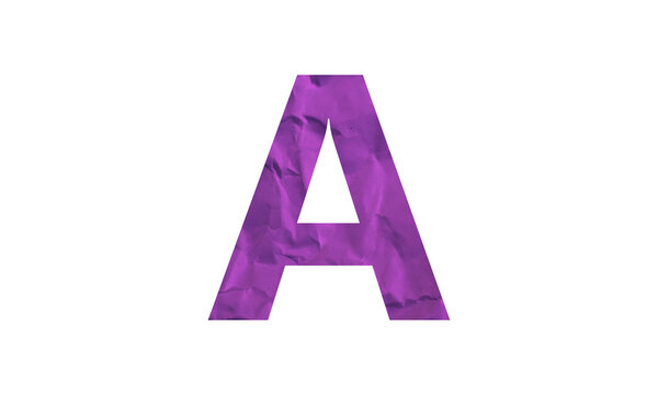 Purple 3D letter A isolated on white background for branding and design projects
