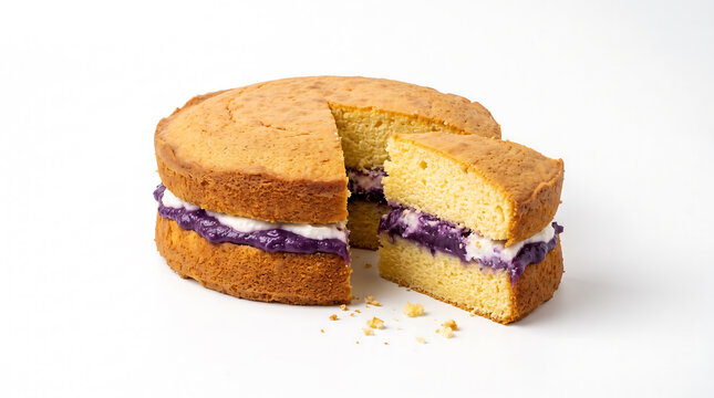 British Victoria Sponge Cake with Purple Ube Filling
