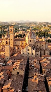 Stunning Aerial Views of an Ancient Town at Sunset with Historic Architecture and Scenic Surroundings Showcasing the Charm of Medieval Buildings and Rooftops