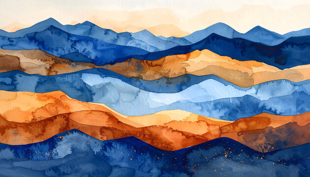 Watercolor granulation study with ultramarine burnt sienna settling creating a rough natural texture generative AI