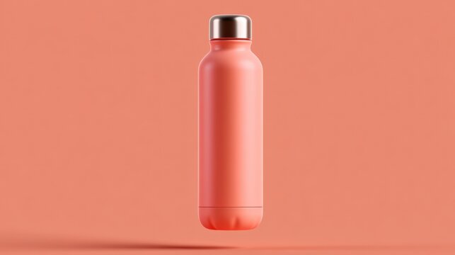 Pink water bottle with metal cap isolated