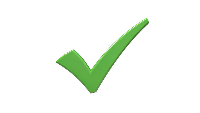 Bright green check mark for approval with positive verified agreement validation accepted clearance selection isolated