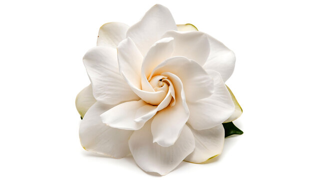 Close-up of a white gardenia flower with white background gardenia delicate fragrant tropical botanical