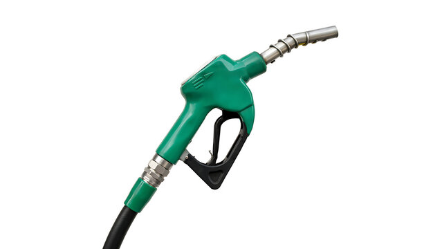 Green fuel pump nozzle isolated with gas pump filling station service station dispenser gasoline transportation automotive industry consumption