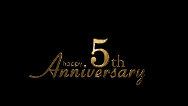Golden banner with 5th anniversary greetings, transparent background
