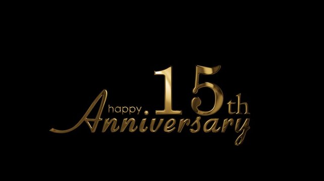 Golden banner with congratulations for the 15th anniversary, transparent background