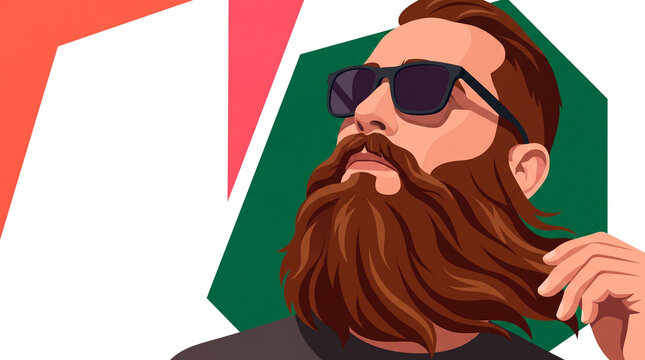 Man with sunglasses and beard styling his hair in a colorful design  