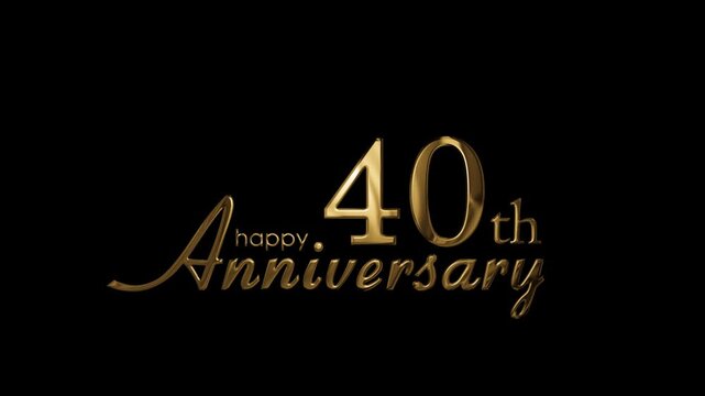 Golden banner with congratulations for the 40th anniversary, transparent background