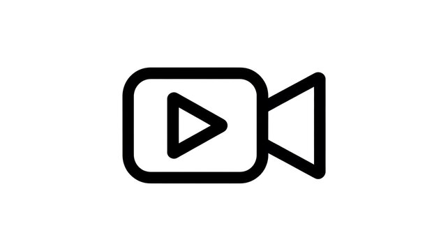Black video camera icon with a play button symbol