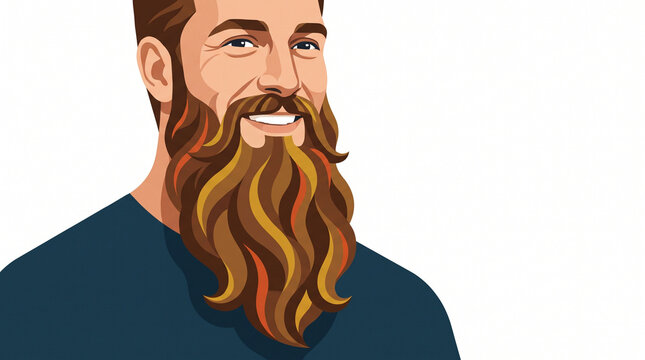 Young man with long beard smiling in casual attire  
