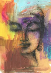 abstract watercolor background with head of Buddha  © Anna Ismagilova