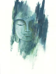 abstract watercolor background with head of Buddha  © Anna Ismagilova