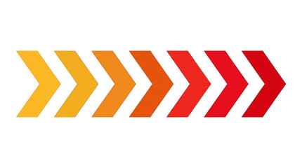 Fototapeta premium Abstract arrow icons set, gradient color transition from yellow to red, vector illustration isolated on transparent background