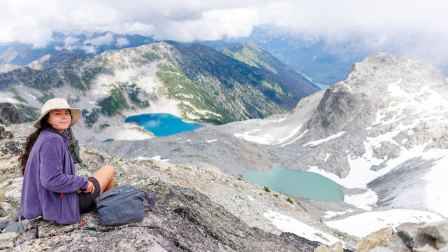 She takes in the view at mount Rohr
