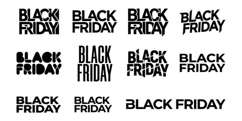 Obraz premium Set of black friday logos and typography designs