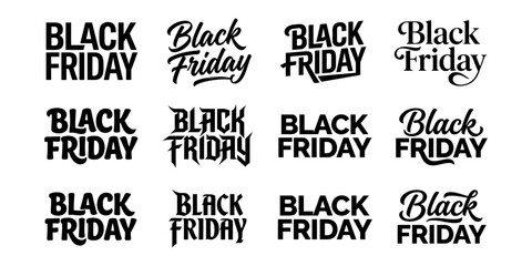 Obraz premium Set of various black friday typography and logo styles
