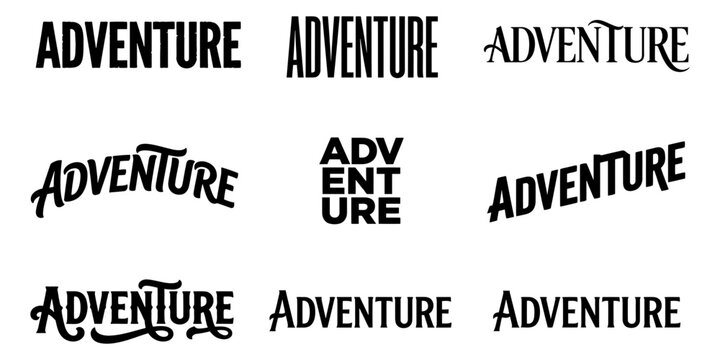 Variety of adventure typography and wordmark designs