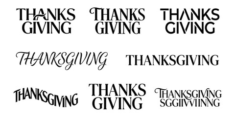 Fototapeta premium Set of thanksgiving typography and lettering logo designs