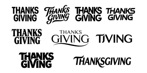 Obraz premium Set of thanksgiving typography logos and lettering designs